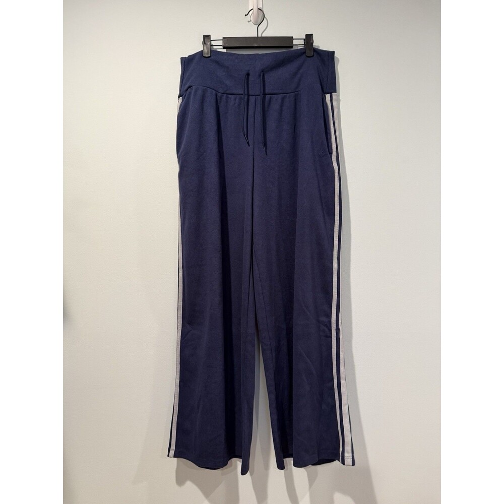 NWOT Halara Ribbed Pants Women XL Navy High Waist Tummy Control Wide Leg Travel